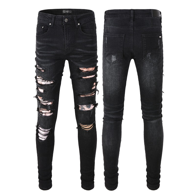 Amiri Jeans Casual Hip Hop Wash Splash-Ink Painted Slim Jeans Casual Fashionable 841