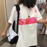 Cavempt Ce Cav @ Empt C.E Fluorescent Pink Cross Couple Short Sleeve T-shirt Men and Women