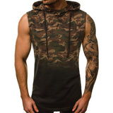 Tactics Style Men Sweatshirts & Hoodies Summer Men's Vest Camouflage 3D Digital Gradient Printing Hooded Sleeveless Vest T-shirt Men