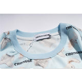 Men T Shirt Summer Casual Tops Cartoon Rabbit Full Printed Short Sleeve T-shirt