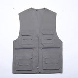 Men Utility Vest Work Zipper Tactical Work Vest Slim Pocket Jacket Casual and Comfortable plus Size Retro Sports Men's Clothing