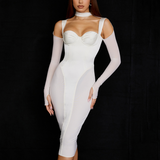 Bella Hadid Dress Stitching Mesh Camisole Dress