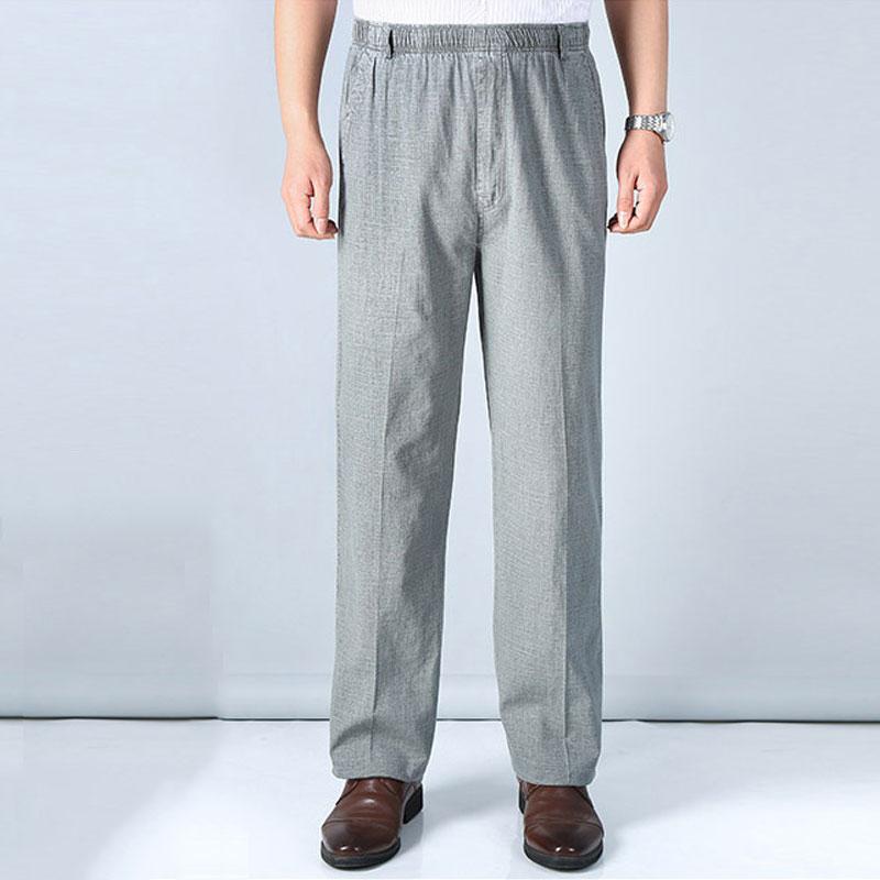Linen Pants Straight Leg Pants Drawstring Lightweight Elastic Beach Pants Summer Casual Jeans Straight-Leg Trousers Casual Pants Men