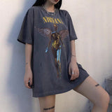 Cavempt Ce Nir @ Vana Nirvana Angel Rock Band Male and Female Couple Short Sleeve
