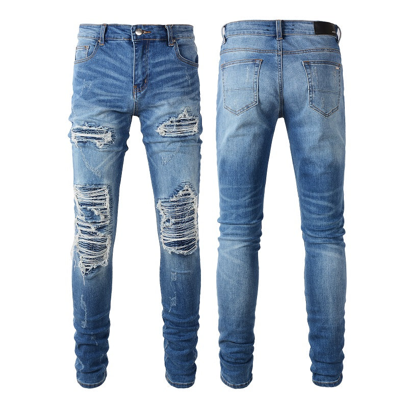 Amiri Jeans Casual Hip Hop Wash Splash-Ink Painted Slim Jeans Casual Fashionable 6513