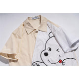 Men T Shirt Summer Casual Tops Cartoon Bear Multicolor Printing Fashion Cropped Sleeve