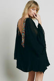Backless Embroidered Floral Mini Vacation Style Dress
