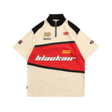 Blackair T Shirt Vintage Spring/Summer Locomotive Style T-shirt Zipper Polo Stand Collar