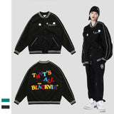 Blackair Jacket Blackair Embroidered Letters Retro Men's and Women's Baseball Jacket