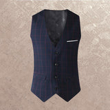 Tuxedo Vests Men's Suit Vest Plaid Inner Vest Suit Vest Coat for Men Spring and Autumn