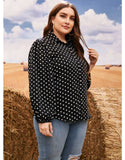 Women Plus Size Tops Polka Dot Loose Casual Shirt