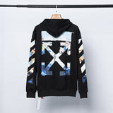 Off White Zipper Hoodie Ow Oil Painting Arrow Retro Hooded Sweater Casual Loose Zip