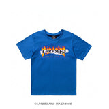 Thrasher T Shirt Flame Thrasher Summer round Neck Loose Print