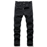 J Shaped Jeans New Men's Jeans Slim Straight Zip Pleated Trousers
