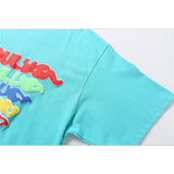 Men T Shirt Summer Casual Tops Letter Print Short-Sleeve T-shirt Men's Fashion Brand round Neck Half Sleeve Trendy Loose Pullover