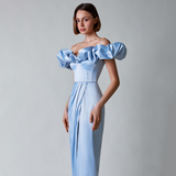 Mariah Carey Dress High Slit Dinner Dress Ruffled Dress