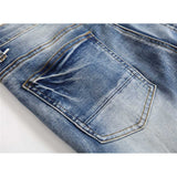 J Shaped Jeans Men's Oversized Jeans Ripped Motorcycle Zipper Pleated