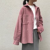 Corduroy Patch Jacket Spring Long Sleeve Shirt Baggy Coat