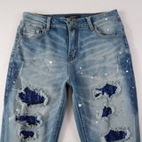 Amiri Jeans Casual Hip Hop Wash Splash-Ink Painted Slim Jeans Casual Fashionable 6563