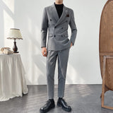Double Brewed Seersucker Suit Men's Casual Solid Color Suit Men's Suit