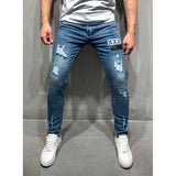J Shaped Jeans New Men's Jeans Zipper Trousers Badge Worn