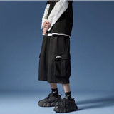 Summer Men Shorts Wide-Leg Workwear Cropped Pants
