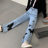 Anime Print Jeans Denim Pants Spring Print Straight Loose Jeans for men Clothing