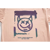 Men Tshirts Little Devil Smiley Face Printed Short-Sleeved T-shirt Men's Loose-Fitting plus Size Half-Length Sleeves Cotton Spring and Summer