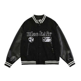 Blackair Jacket Blackair Vintage Fall Winter Coat PU Leather Sleeve Portrait Embroidered Baseball Jacket