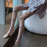Women Legging Summer Pantyhose Blue Butterfly Black Silk Stockings Female