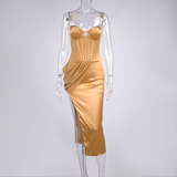 Bella Hadid Dress Sexy Slit Suspender Dress