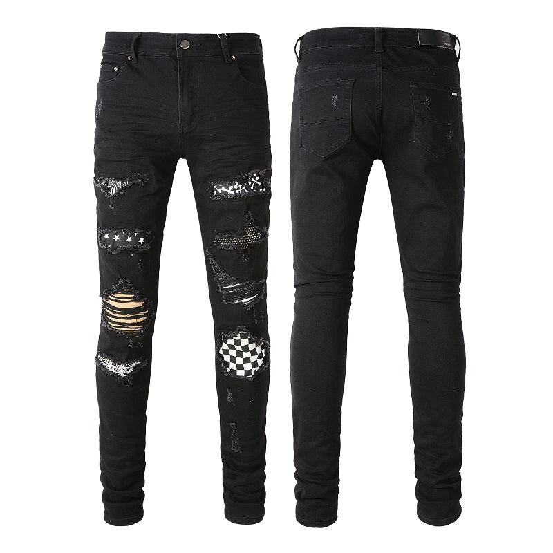 Amiri Jeans Casual Hip Hop Wash Splash-Ink Painted Slim Jeans Casual Fashionable 8538