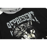 Present Hoodie Wolf Head Printed Stitching Hoodie