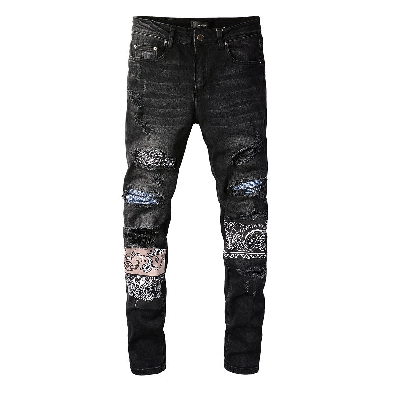 Amiri Jeans Casual Hip Hop Wash Splash-Ink Painted Slim Jeans Casual Fashionable 864