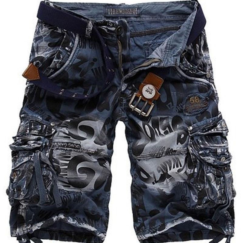Tactics Style Men Short Tooling Multi-Pocket Loose Cargo Shorts Leopard Camouflage Tooling