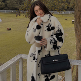 Women Dalmatian Coat Fur Grain Cashmere Lamb Wool
