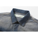Arrow Denim Jacket Jean Coat Letter Arrow Washed Distressed Jacket Ow Unisex Denim Jacket Owt
