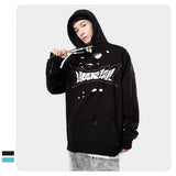 Slogan Graphic Hoodie Autumn and Winter Loose Hole Hooded Sweater