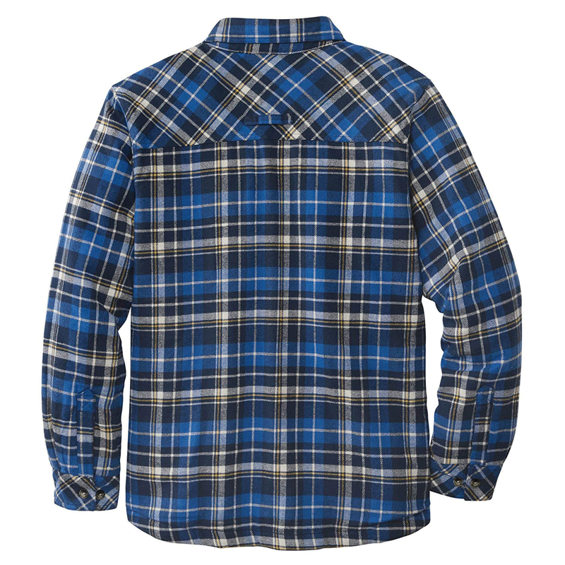 Men Flannel Jacket Autumn and Winter Thickened Cotton-Padded Coat Plaid Long Sleeve Turn-down Collar Coat