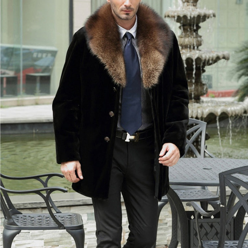 Beaver Coat Men Autumn and Winter Men's plus Size Fur Jacket Warm