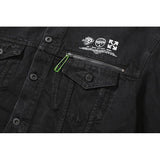 Arrow Denim Jacket Jean Coat Letters Washed Distressed Unisex Motorcycle Denim Jacket Owt