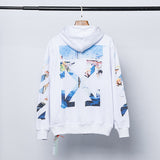 Off White Zipper Hoodie Ow Oil Painting Arrow Retro Hooded Sweater Casual Loose Zip