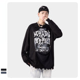Slogan Graphic Hoodie Autumn Winter False-Two-Piece Loose Long Sleeve Sweatershirt