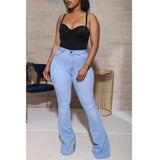 Women Plus Size Jeans High Waist Denim Pants Bell-Bottom Pants