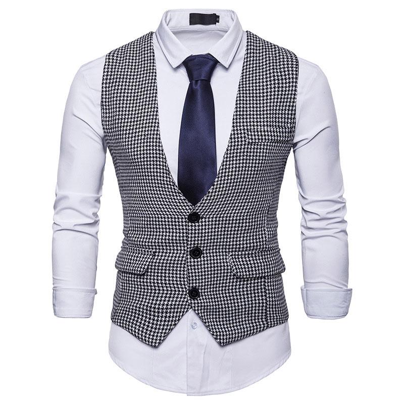 Mens Dress Vests Men's Vest Casual Jacket Business Waistcoat Men's Suit Vest Casual and Comfortable