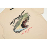 Present T Shirt Shark Print Distressed Loose Heavy Cotton