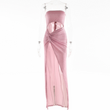 Mariah Carey Dress Temperament Split Dress Sexy Backless Hollow-out Dress