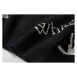 Off White Winter Fleece Sweatshirts Autumn and Winter Stitching Arrow round Neck Pullover Knitted Sweater