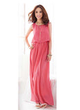 Women Plus Size Maxi Dresses Summer Chiffon Sleeveless Seaside Dress
