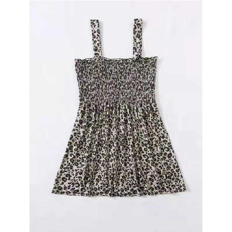 Women Plus Size Mini Dresses Suspender Leopard Print Suspender Dress